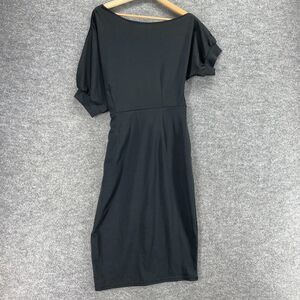 New LilyIn Dress Women L Large Black Sheath Midi Short Sleeve Round Neck Casual